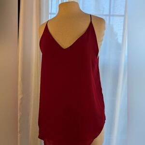 Sleek Wine V-Neck Satin Cami Top